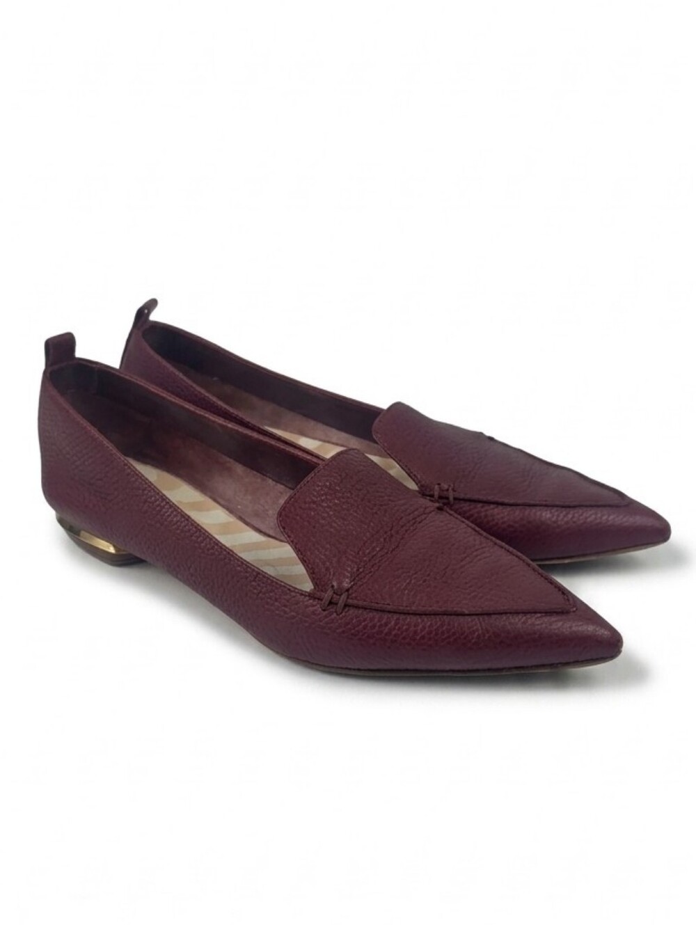 Nicholas Kirkwood Beya Burgundy Leather Women's Loafers Size EU 39 - US 8.5